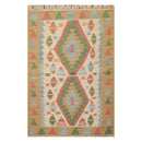 3'9" x 5'2" Hand Woven 100% Wool Southwestern Turkish Kilim Area Rug Beige