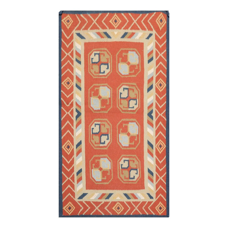 3'2''x5' Hand Woven 100% Wool Dhurry Kilim Flatweave Area Rug Teracotta