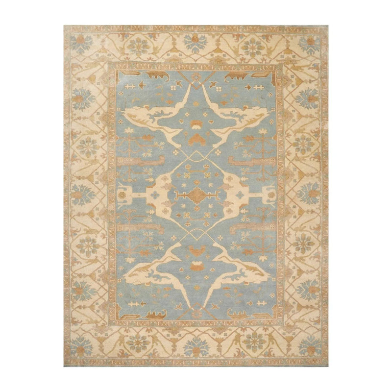 8'11''x 11'9'' Hand Knotted 100% Wool Oushak Traditional Muted Area Rug Blue