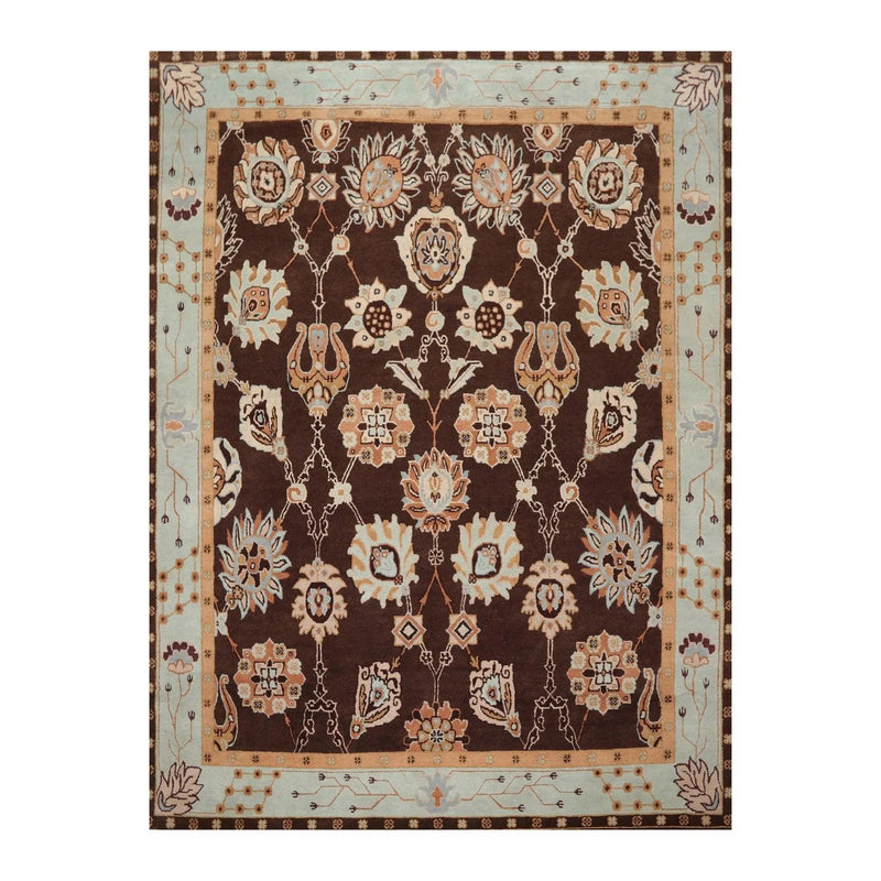 9'2'' x 12'1'' Hand Knotted Arts & Craft Oriental Area Rug Chocolate