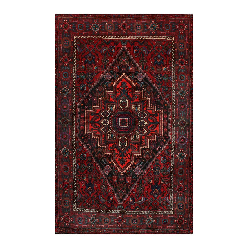 2'7''x4'1'' Hand Knotted Wool Tribal Traditional 200 KPSI Plus Pile Area Rug Red