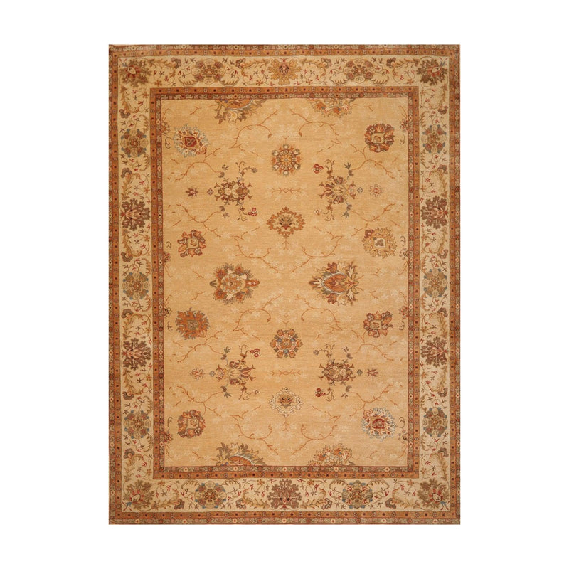 9'4" x 12'7" Hand Knotted 100% Wool Oushak Vegetable Dye Oriental Area Rug Tan