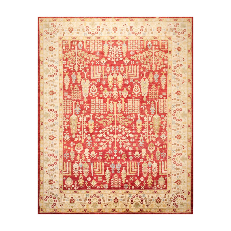 9'1" x 11'11" Hand Knotted 100% Wool Peshawar Traditional Oriental Area Rug Rust