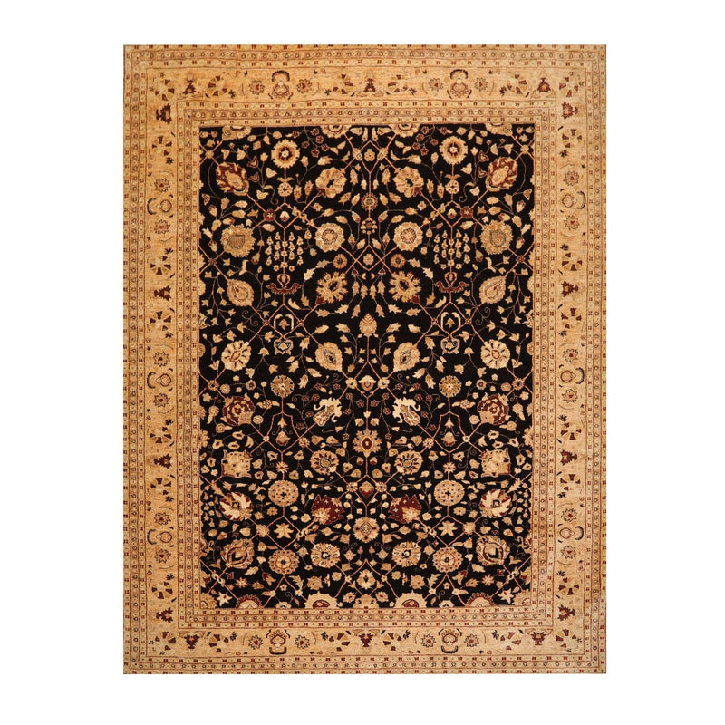 9'3" x 12' Hand Knotted 100% Wool Peshawar Oriental Area Rug Dark Chocolate