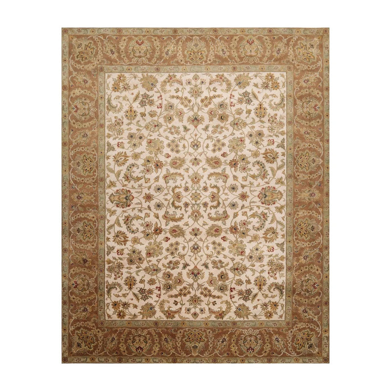 8'1'' x 9'11'' Hand Knotted 100% Wool Agra 200 KPSI Oriental Area Rug Beige