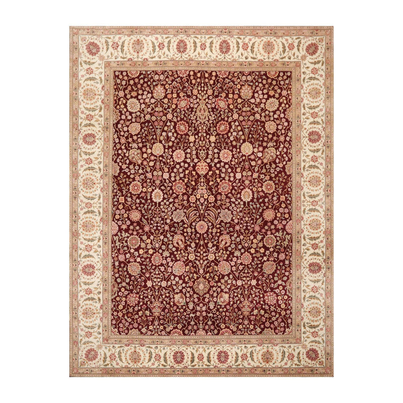 8'2" x 10'8" Hand Knotted Wool Sino Parsian 200 KPSI Oriental Area Rug Burgundy