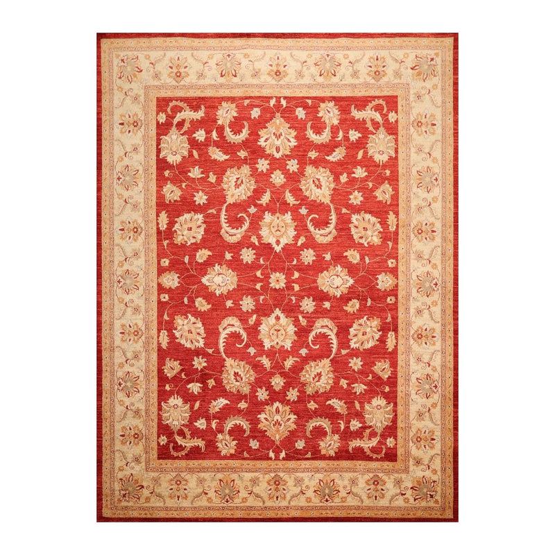 8'10'' x 11'8'' Hand Knotted 100% Wool Peshawar Oriental Area Rug Orangy Red