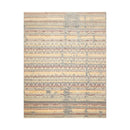 8x10 Ivory, Blue Hand Knotted 100% Wool Peshawar Transitional Oriental Area Rug