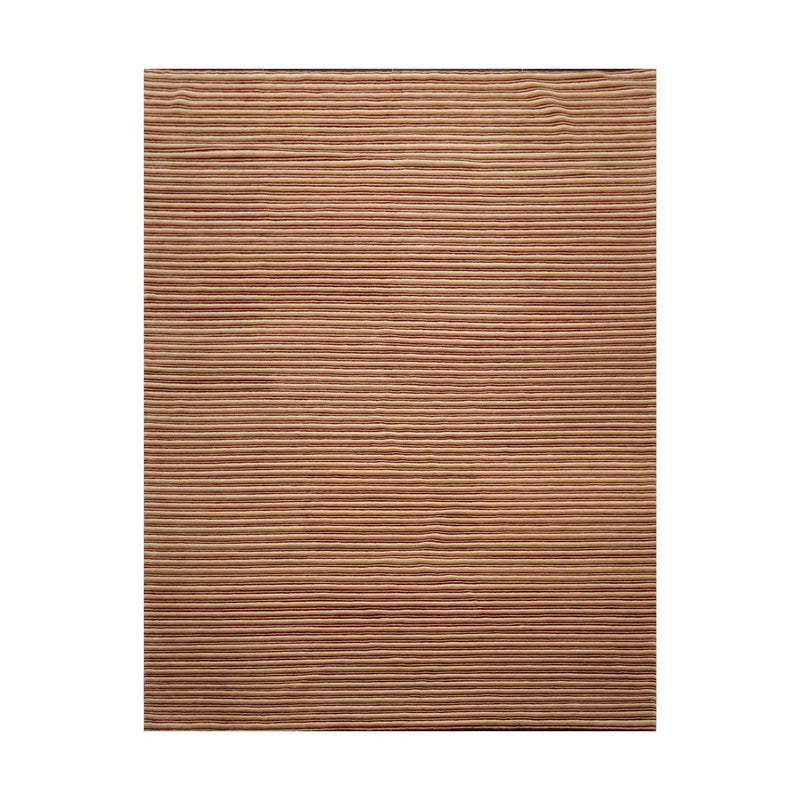 8' x 10' Hand Knotted Tibetan 100% Wool Stripes Modern Designer Area Rug Beige