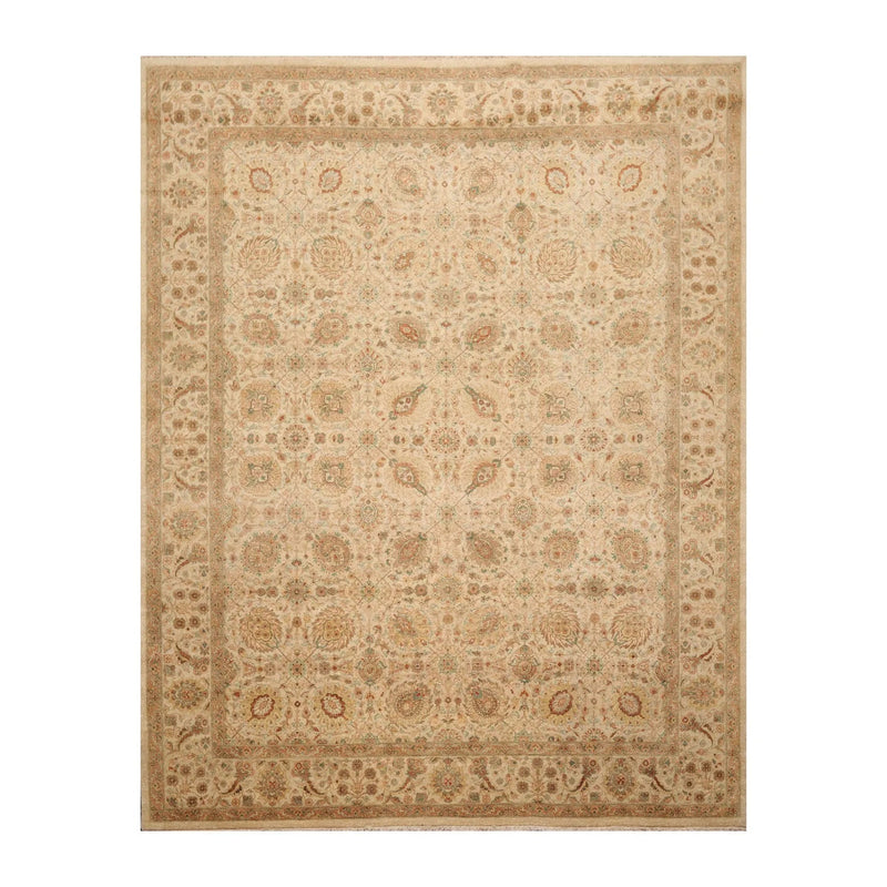 8x10 Tan, Rust Hand Knotted 100% Wool Agra Traditional 200 KPSI Oriental Area Rug