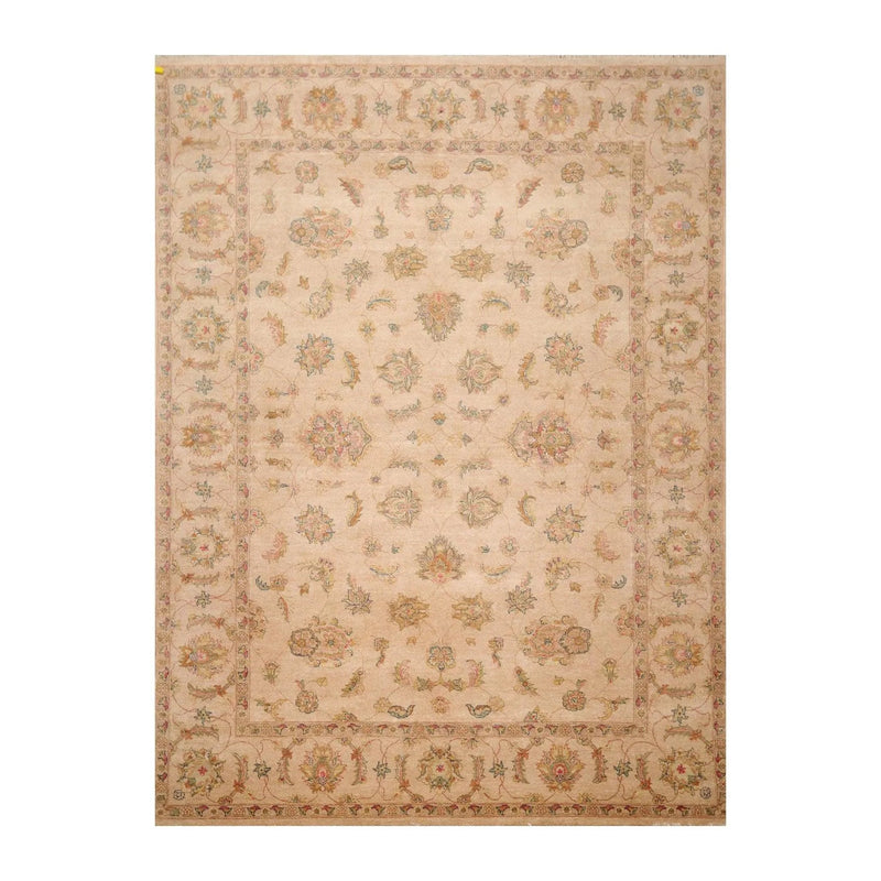 9' x 12' Hand Knotted Wool Agra 200 KPSI Traditional Oriental Area Rug Tan