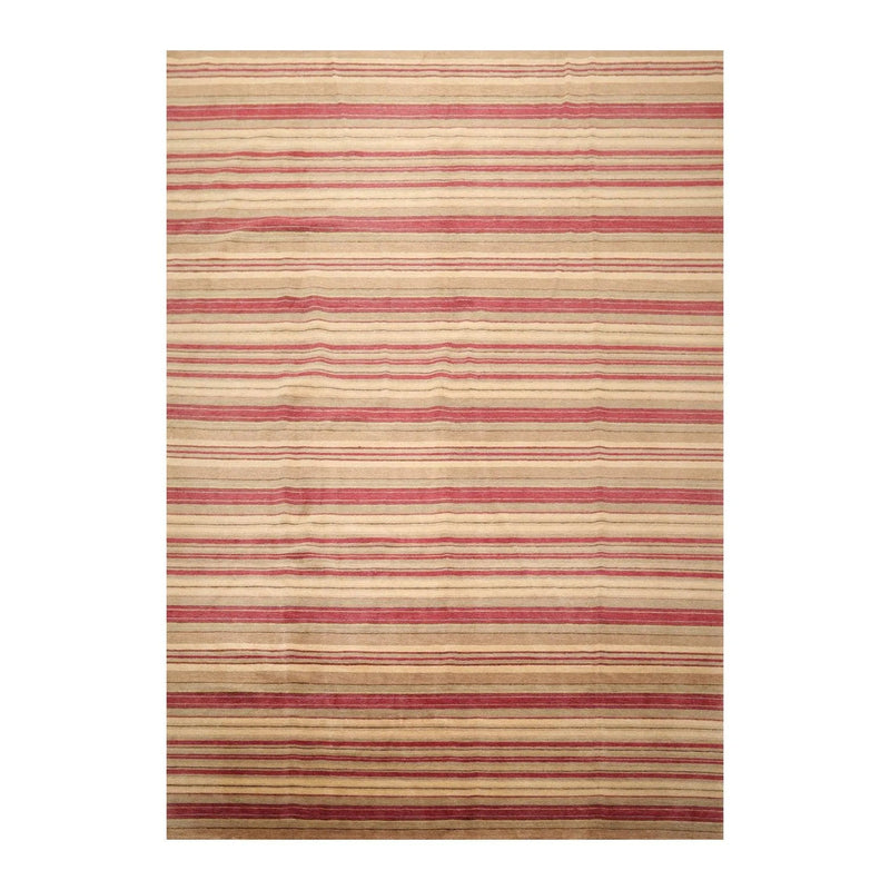 8'7'' x 12'2'' Hand Knotted Tibetan 100% Wool Stripes Modern Oriental Area Rug