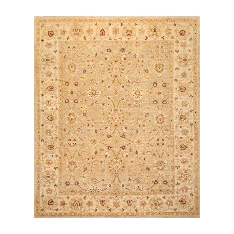 8'1" x 9'11'' Hand Knotted 100% Wool Peshawar Traditional Area Rug Gray Beige