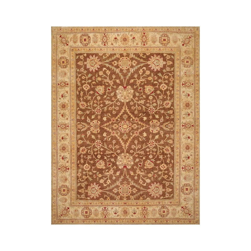 9' x 12' Hand Knotted Wool Peshawar Traditional Oriental Area Rug Brown