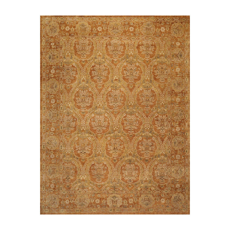 8'11'' x 11'9" Hand Knotted 100% Wool Damask Oriental Area Rug Gold