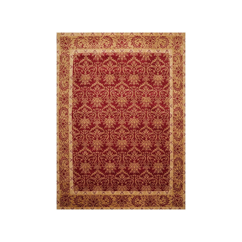 8' x 10' Hand Knotted Tibetan 100% Wool Damask Oriental Area Rug Red