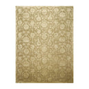 9' x 12' Hand Knotted Tibetan Wool Silk Botanical Area Rug Green Tone on Tone