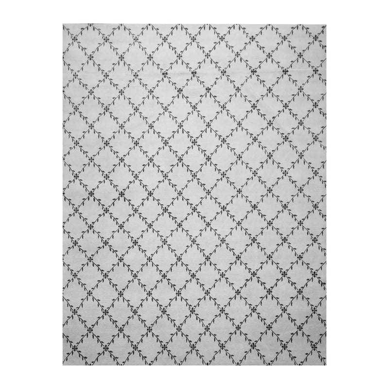 9' x 11'10'' Hand Knotted Tibetan 100% Wool Trellis Oriental Area Rug Sea Foam