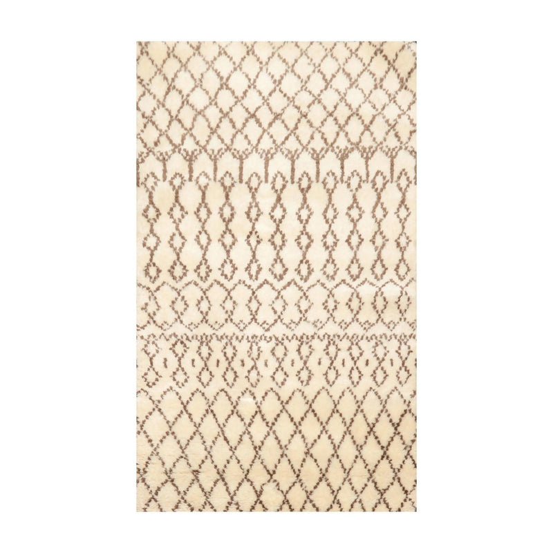 3' x 5' Handmade Shag 100% Wool Boho Modern Oriental Area Rug Ivory/ Brown