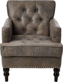 Christopher Knight Home GDFStudio Medford Brown Tufted Club Chair, Fabric Accent Chair with Studded Nailhead Accents by CozyNest Decor