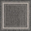 Unique Loom Outdoor Border Collection Area Rug - Soft Border (5' 1" Square, Black/ Ivory) by GreenHaven Gardens