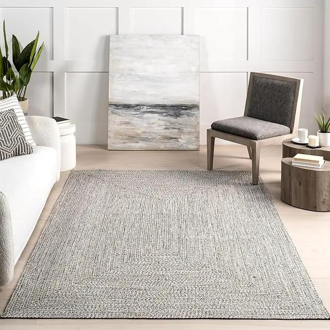 nuLOOM 2' x 18' Solid Hand Braided Indoor/Outdoor Area Rug, Pet-Friendly, High Traffic, Weather Resistant, for Patio, Balcony, Bedroom, Living, Dining Room, Wynn Salt and Pepper, photo 6 of 6