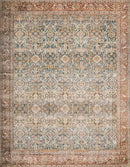 Loloi Layla Collection LAY-04 Ocean/Rust 5'-0" x 7'-6" .13" Thick Area Rug, Soft, Durable, Vintage Inspired, Distressed, Low Pile, Non-Shedding, Easy Clean, Printed, Living Room Rug by CozyNest Decor