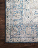 Loloi Layla Collection LAY-07 Blue/Tangerine 2'-6" x 9'-6" .13" Thick Runner Rug, Soft, Durable, Vintage Inspired, Distressed, Low Pile, Non-Shedding, Easy Clean, Printed, Living Room Rug by CozyNest Decor