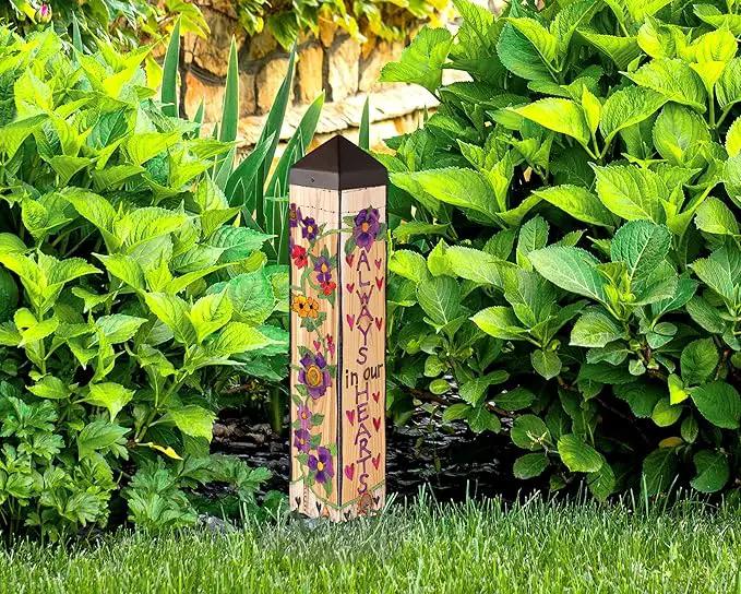 Studio M Art Pole, PVC Weather Resistant Pole with Vinyl Bowl 20 inches Tall Outdoor Decoration for Gardens, Patios, Yards, Landscaping and Birding Accessories, Always in Our Hearts, photo 3 of 7