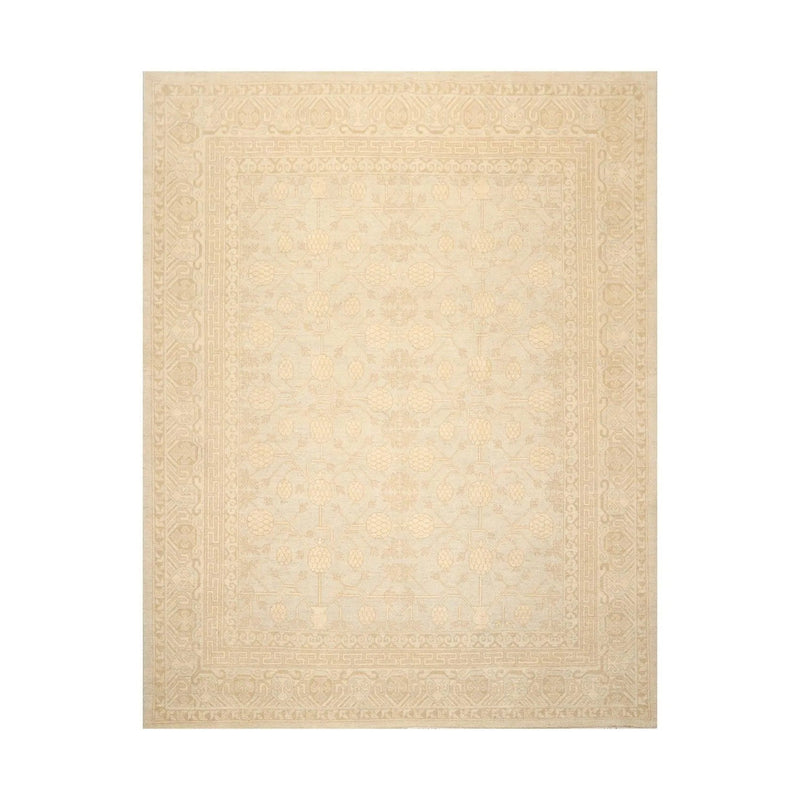 8'2'' x 10'1'' Hand Knotted 100% Wool Peshawar Traditional Muted Area Rug Beige