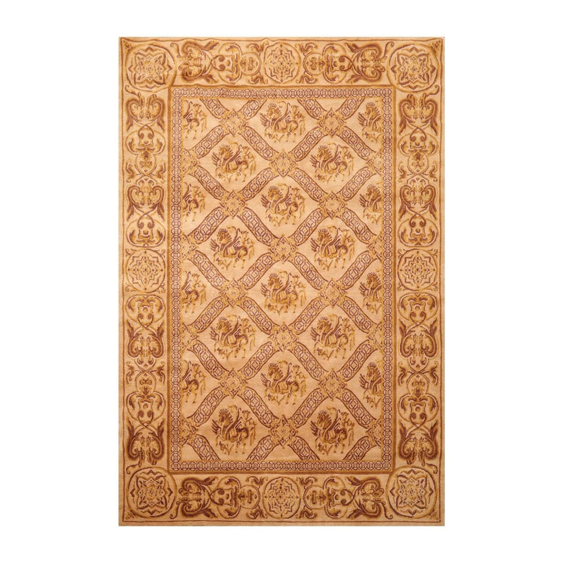 5'10'' x 8'6'' Hand Knotted Wool Tibetan Traditional Oriental Area Rug Caramel