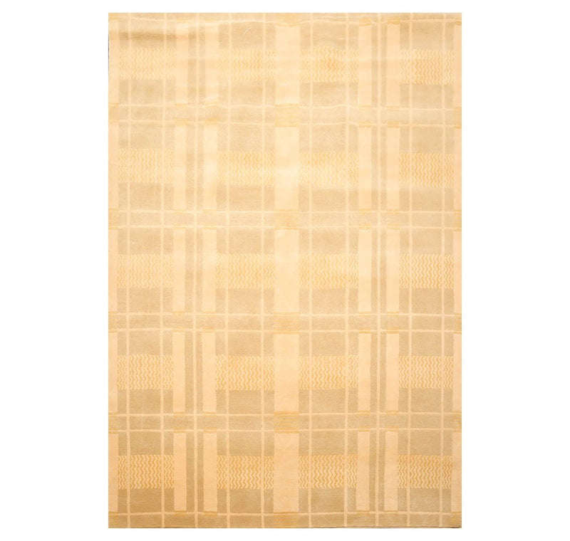 5'11" x 8'8" Hand Knotted Tibetan 100% Wool Hip Designer Area Rug Beige