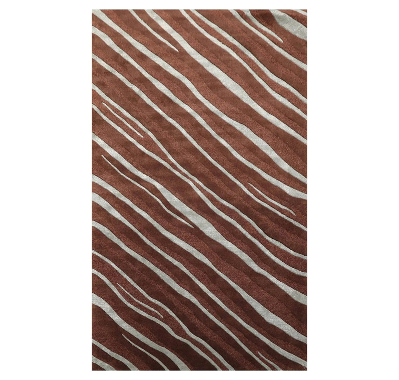 5' x 7'5'' Handmade Wool & Art Silk Hip Designer Modern Area Rug Brown