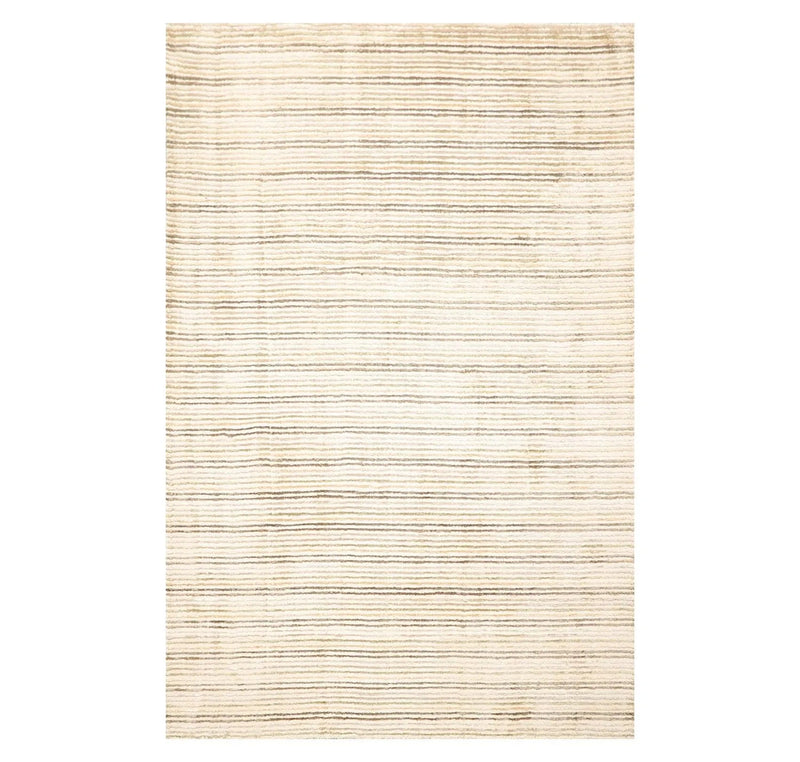 5' x 7'4'' Handmade 100% Wool Designer Stripes Modern Oriental Area Rug Beige