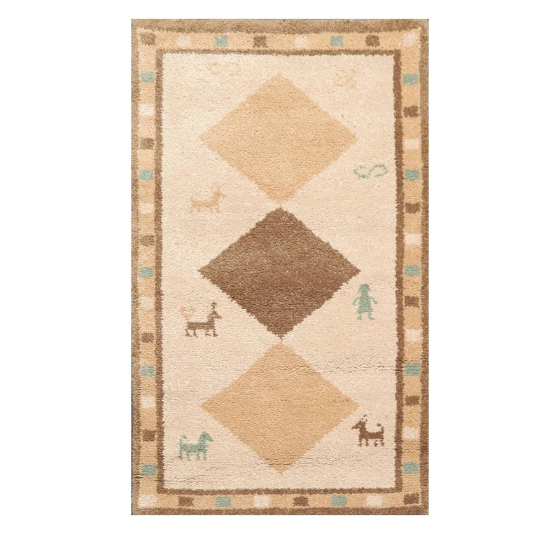 3' x 5' Hand Knotted 100% Wool Gabbeh Modern Plush Pile Area Rug Beige