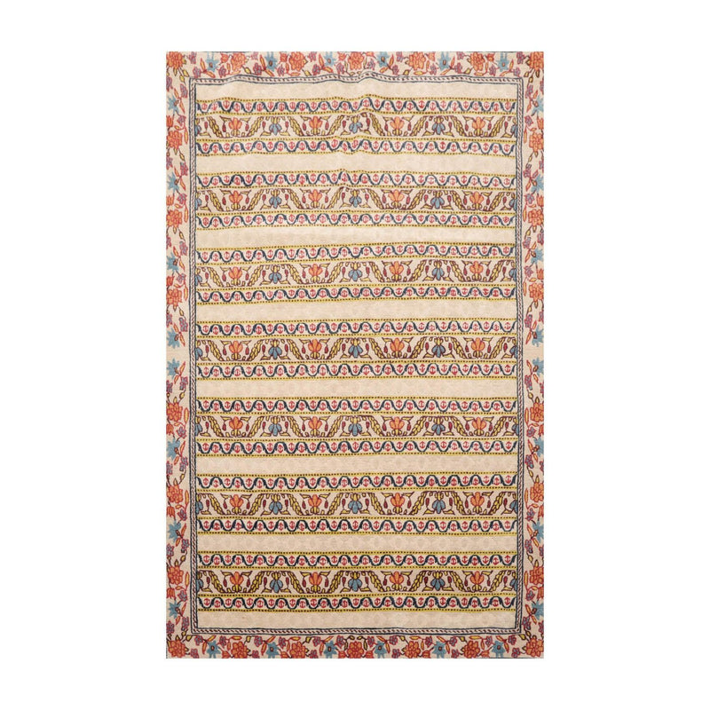 4' x 5'9" Hand Knotted Tibetan 100% Wool Arts & Craft Oriental Area Rug Beige