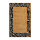 4' x 5'9'' Hand Knotted Tibetan Wool & Silk Animal Print Zebra Area Rug Brown