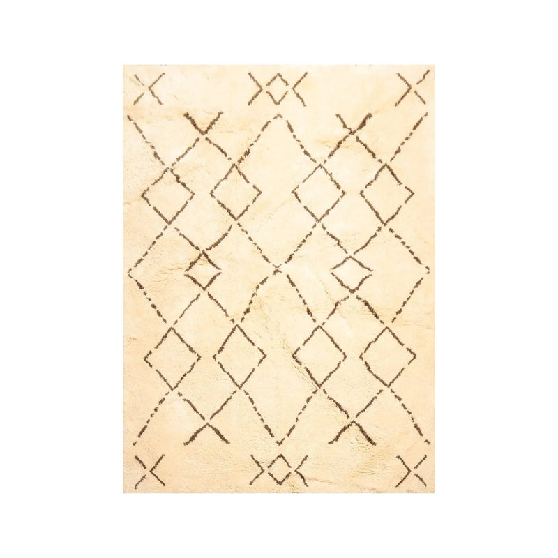 6'6'' x 8'1'' Hand Knotted Shag 100% Wool Moroccan Oriental Area Rug Ivory