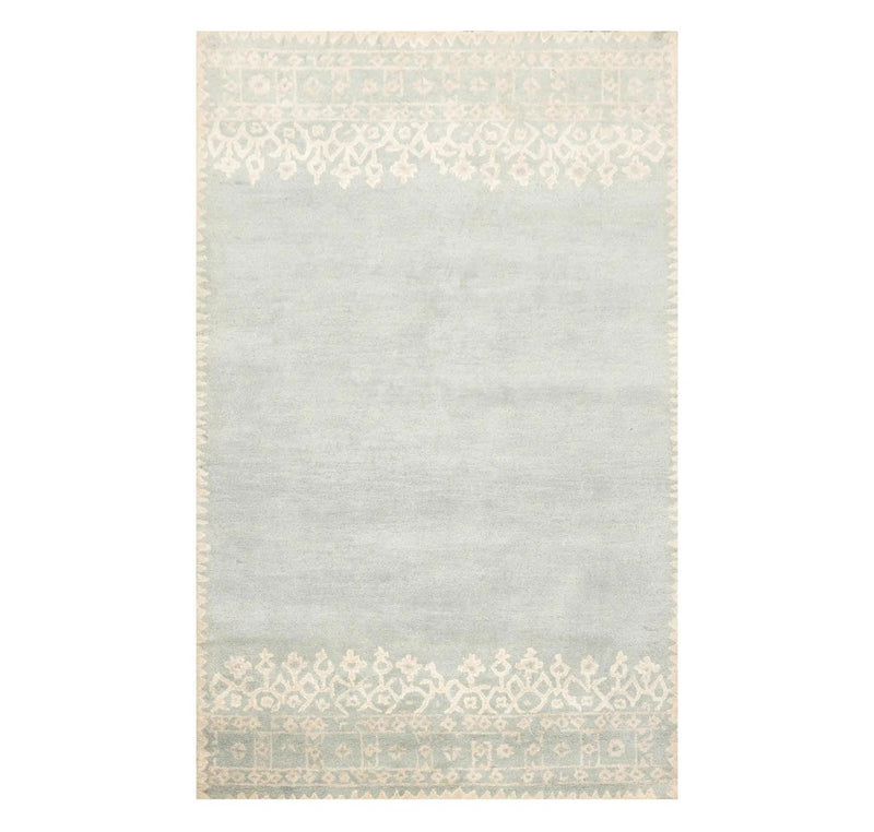 5' x 8' Handmade 100% Wool Patterned Transitional Oriental Area Rug Aqua Beige