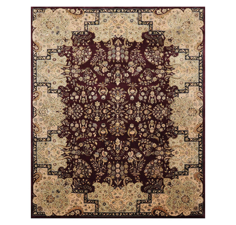 7'9" x 9'9" Lavar Plum Handmade New Zealand Wool & Pure Silk Area Rug