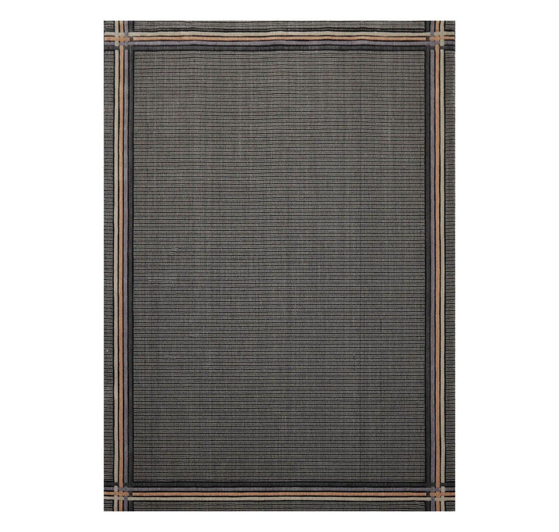 7'9" x 10'10" GR101 Midnight 100% Wool Modern Oriental Area Rug Black