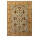 6'2" x 8'11" Hand Knotted Agra 100% New Zealand Wool Muted Area Rug Aqua