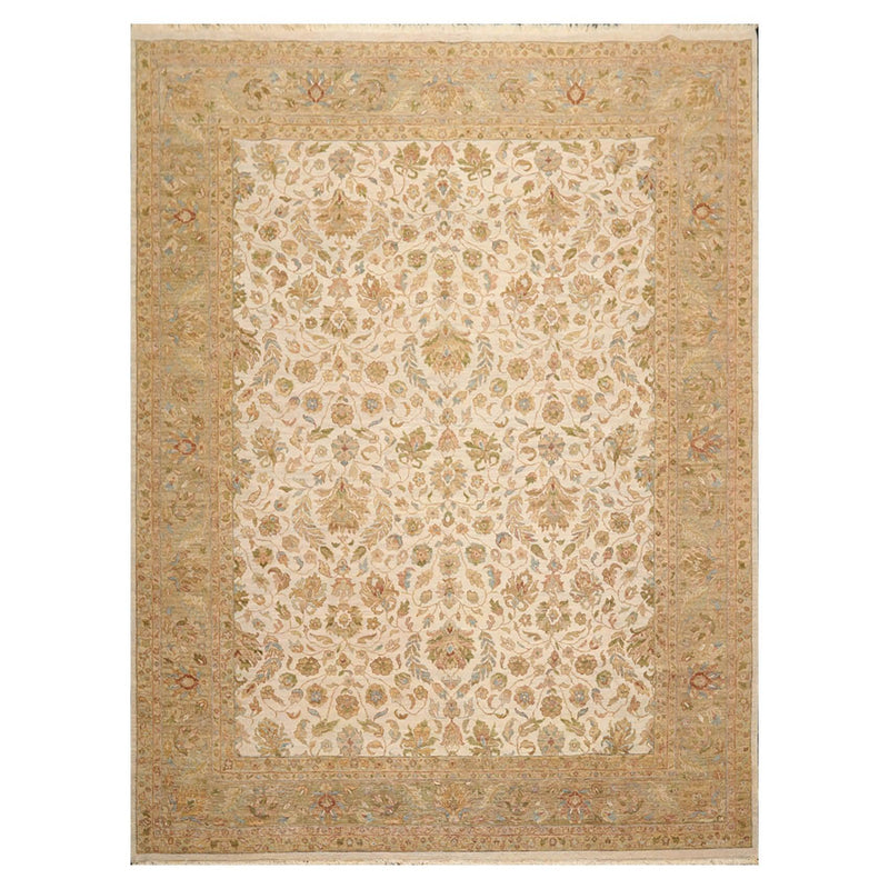 8'10" x 11'10" Hand Knotted 100% Wool Agra Traditional Area Rug Beige Brown