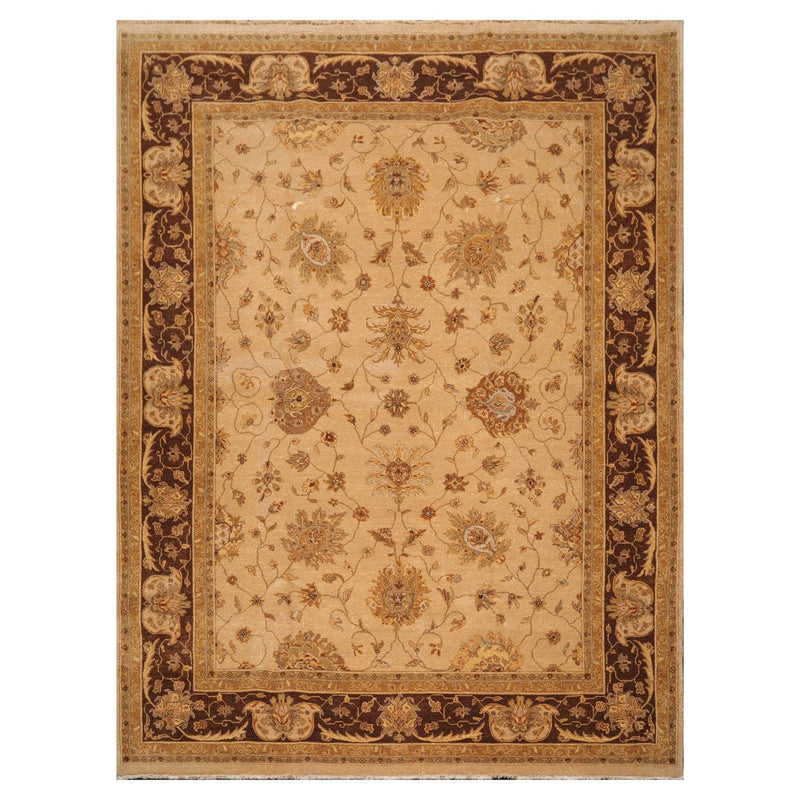 8'10"x 11'10" Hand Knotted 100% Wool Agra Traditional Oriental Area Rug Tan