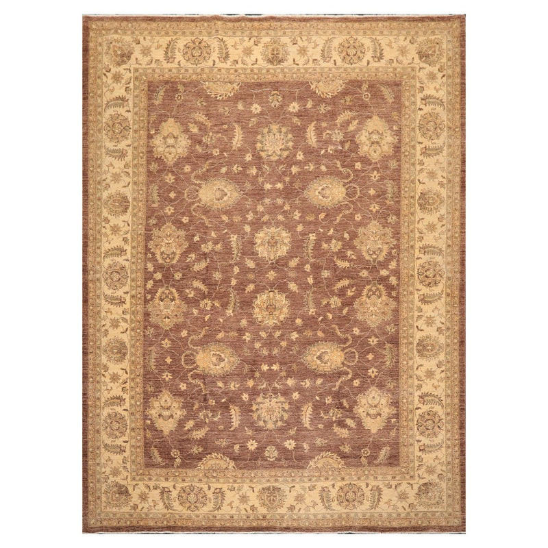 8'8" x 11'9" Hand Knotted 100% Wool Chobi Peshawar Traditional Area Rug Brown