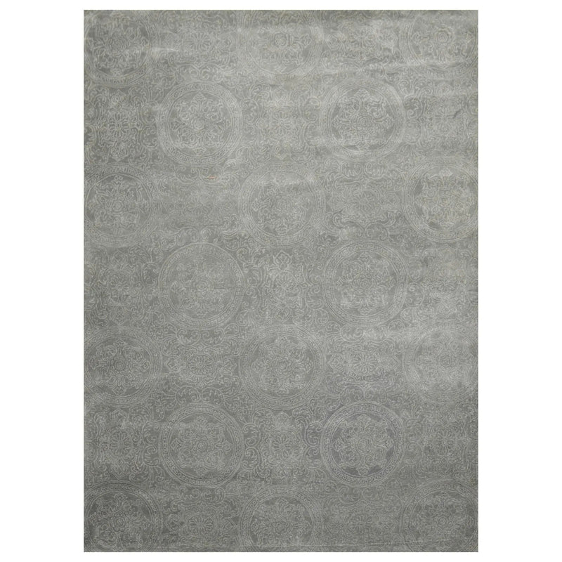 8' x 11' Handmade Wool Transitional Oriental Area Rug Tone on Tone Celadon