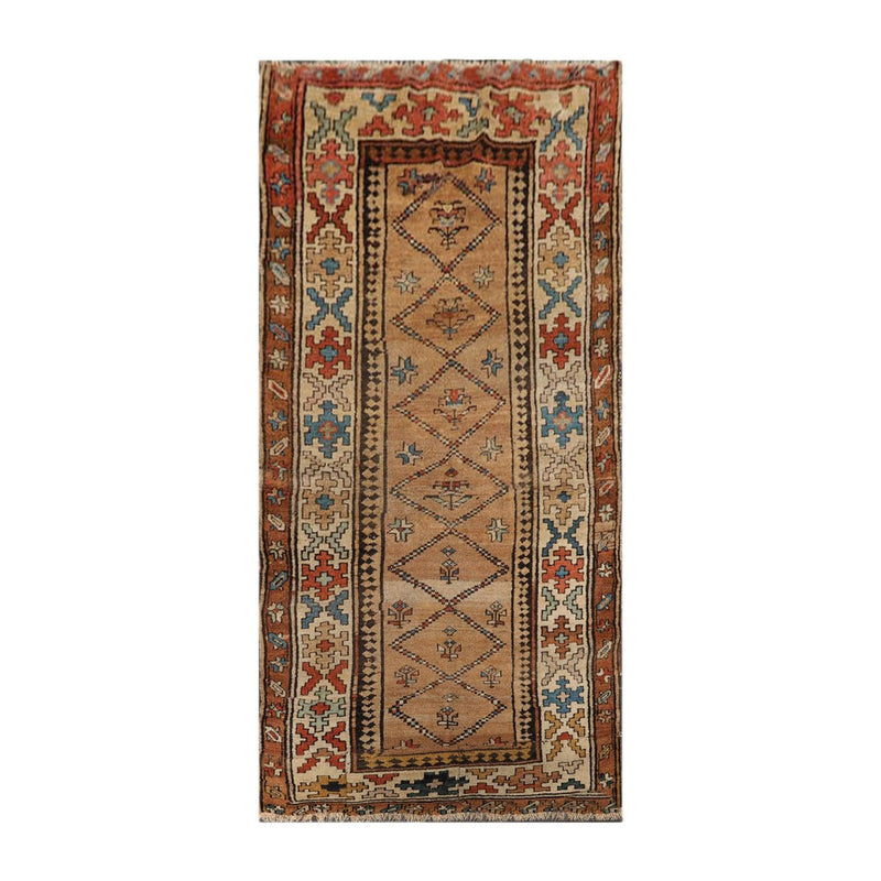 3'9" x 7'10" Antique Hand Knotted 100% Wool Melayaar Oriental Area Rug Caramel