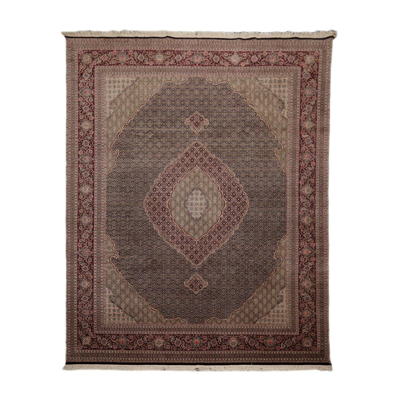 8'8"x12'1" Hand Knotted Wool & Silk Sino Persian Mahi Tabriz 300 KPSI Area Rug