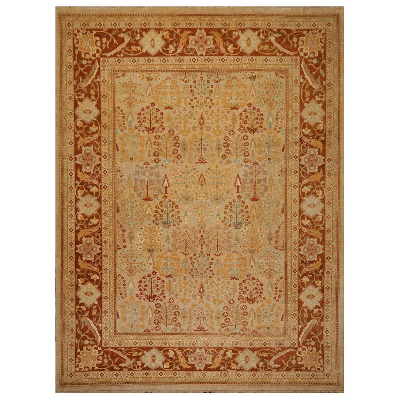 9'4"x12'6" Hand Knotted Wool 16/18 Pak Persian 300 KPSI Oriental Area Rug Beige