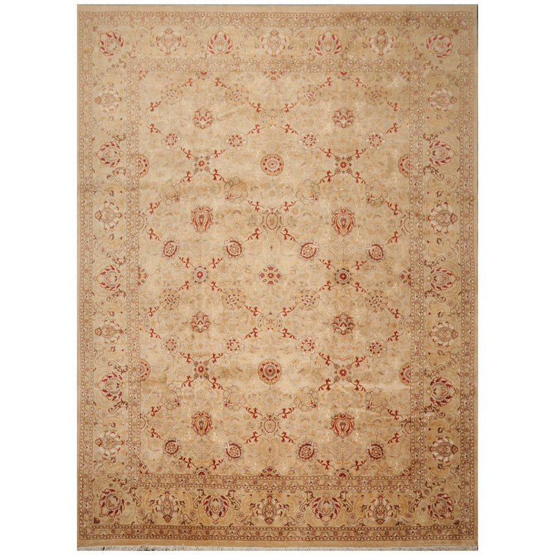 9'2"x12'6" Hand Knotted Wool & Silk16/18 Pak Persian 300 KPSI Oriental Area Rug Beige